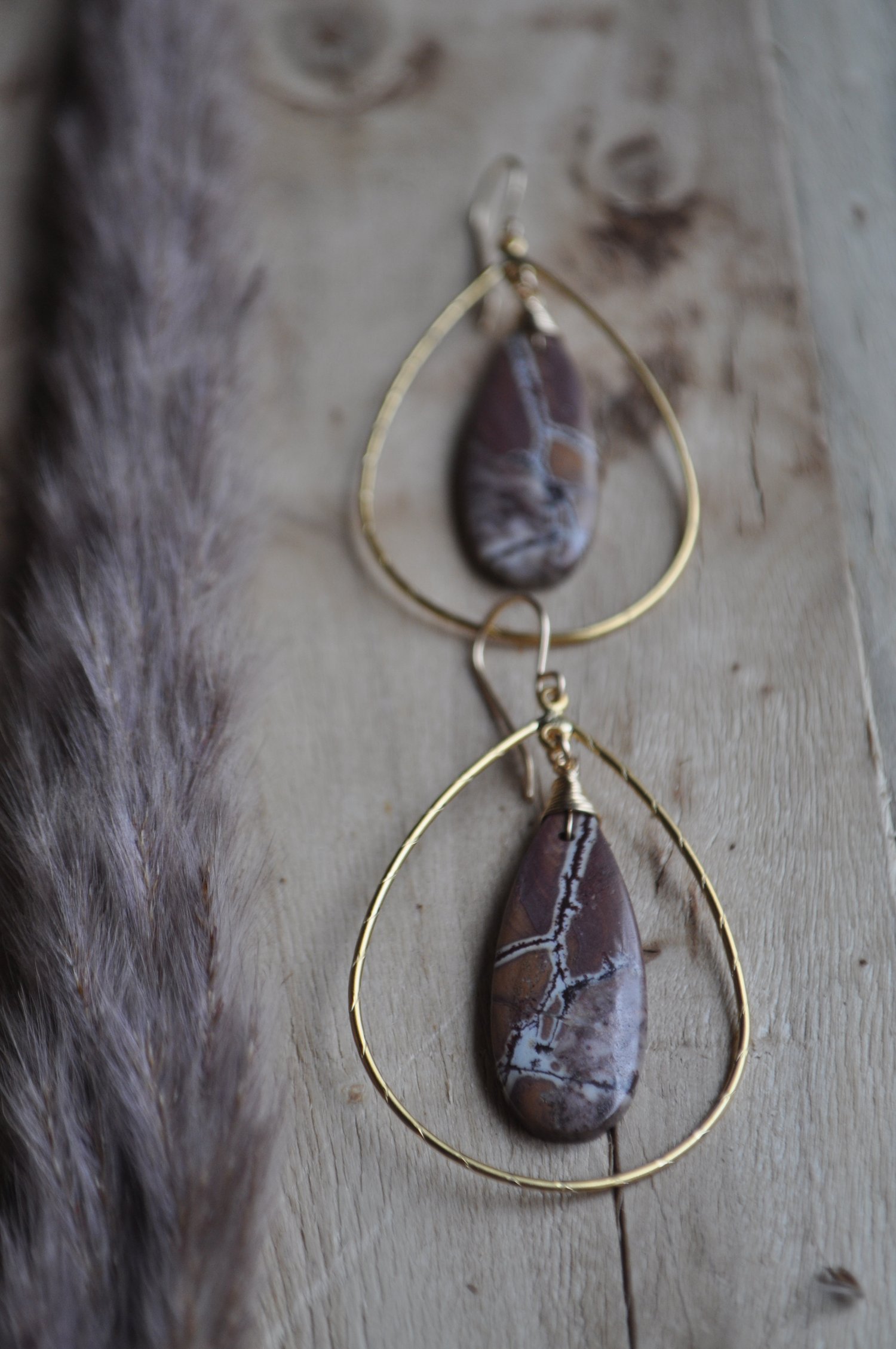 Image of One of a Kind Chohua Jasper Teardrop Hoops