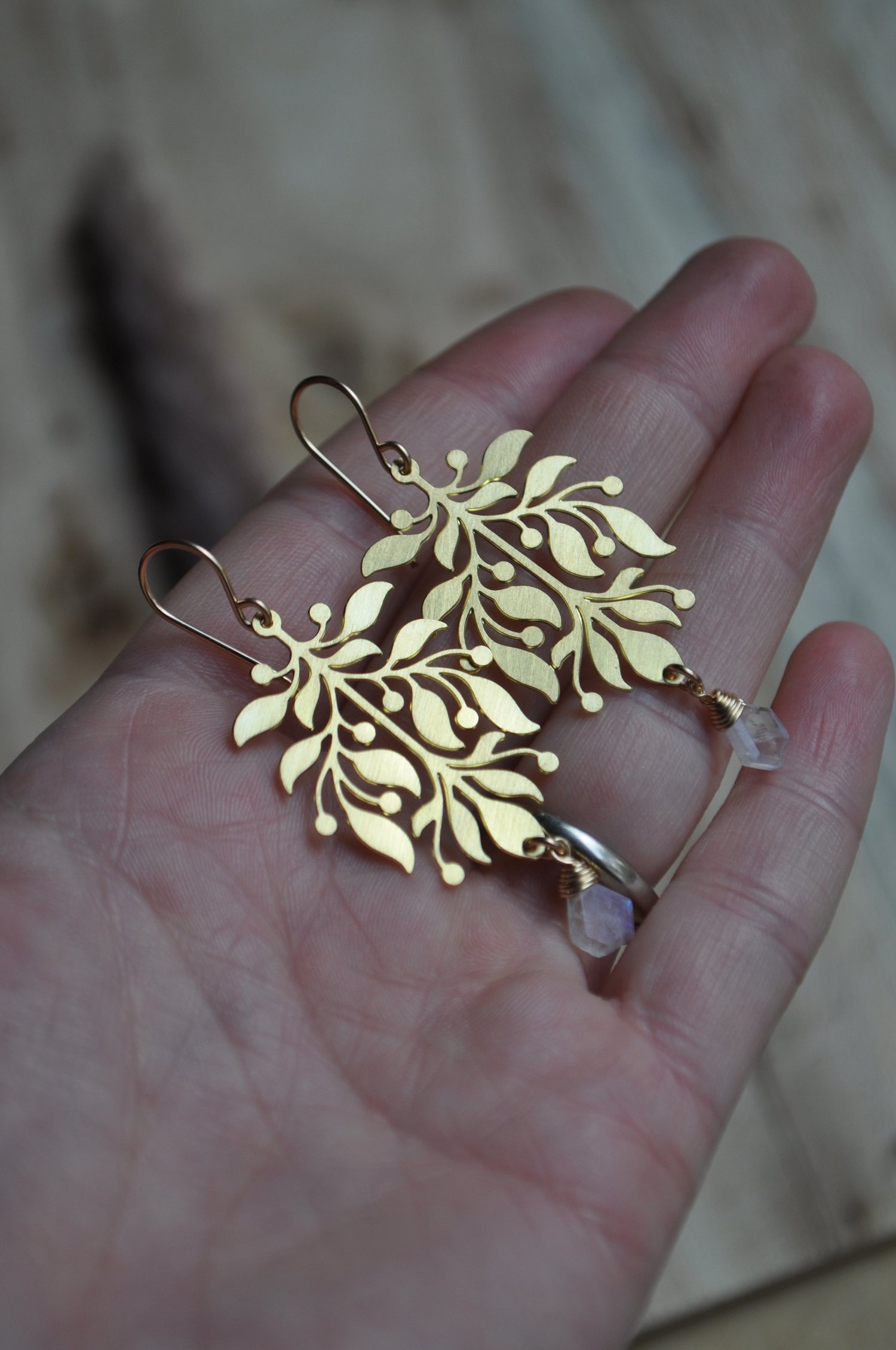 Image of Ornate Vine Dangles in Rainbow Moonstone