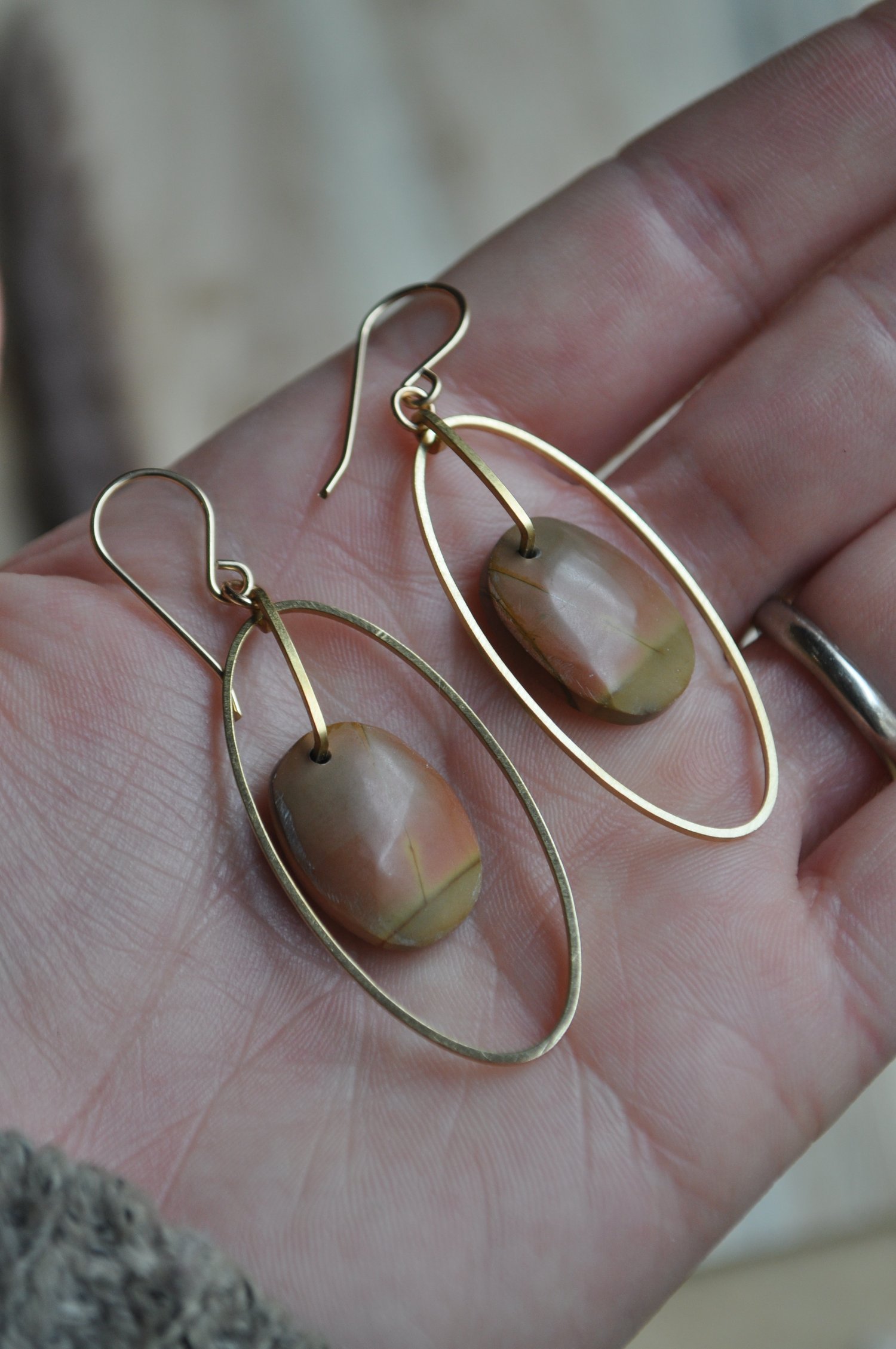 Image of OOAK Picasso Jasper Oval Hoops 