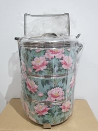 Image 1 of 3 tier tiffin carrier- Peony flowers design