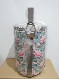 Image 2 of 3 tier tiffin carrier- Peony flowers design