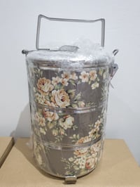 Image 1 of 3 tier tiffin carrier- Gardenia flowers design