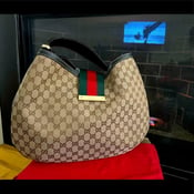 Image of Gucci Hobo Monogrammed Canvas / Leather trim bag - Retail $3,200