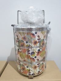 Image 1 of 3 tier tiffin carrier- Daisy flowers design