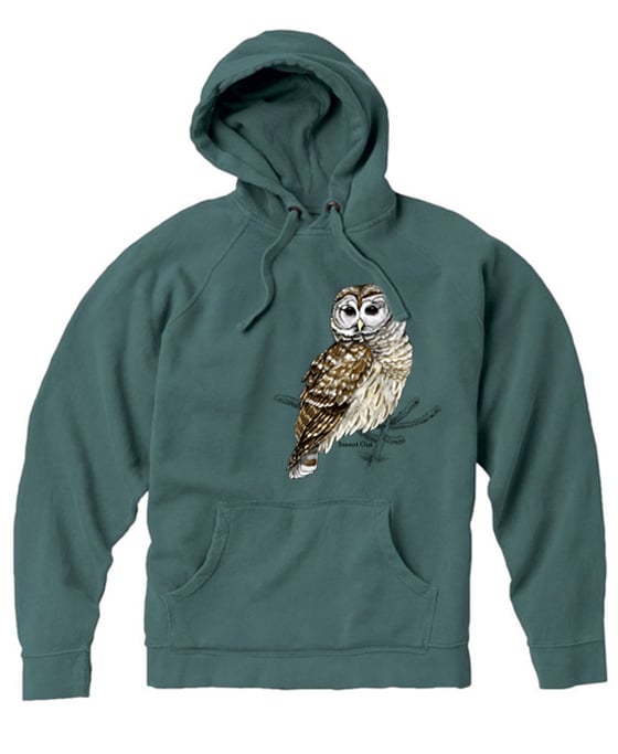 Image of Barred Owl garment dyed hooded sweatshirt