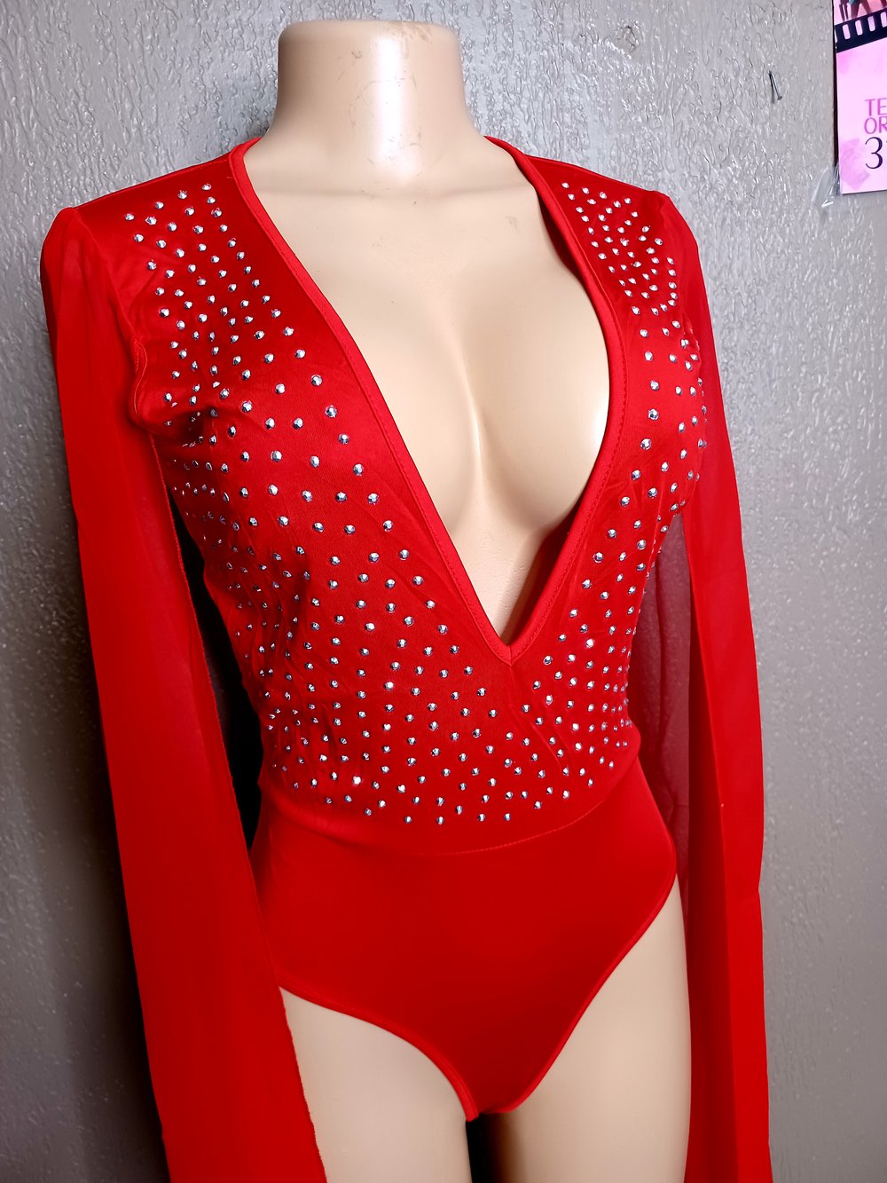 RED RHINESTONE LEOTARD