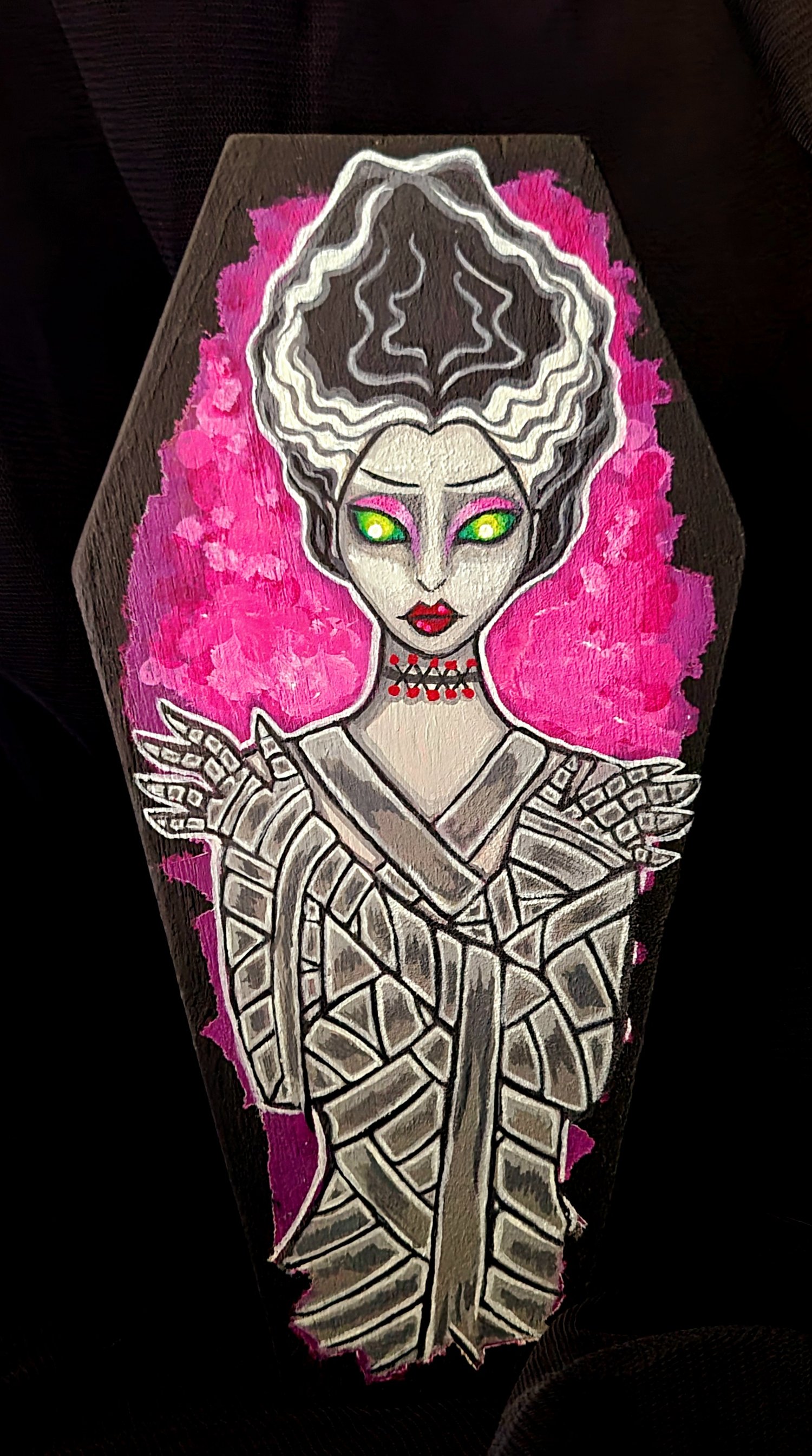 Image of Bride of Frankenstein  Wood Coffin Cut 