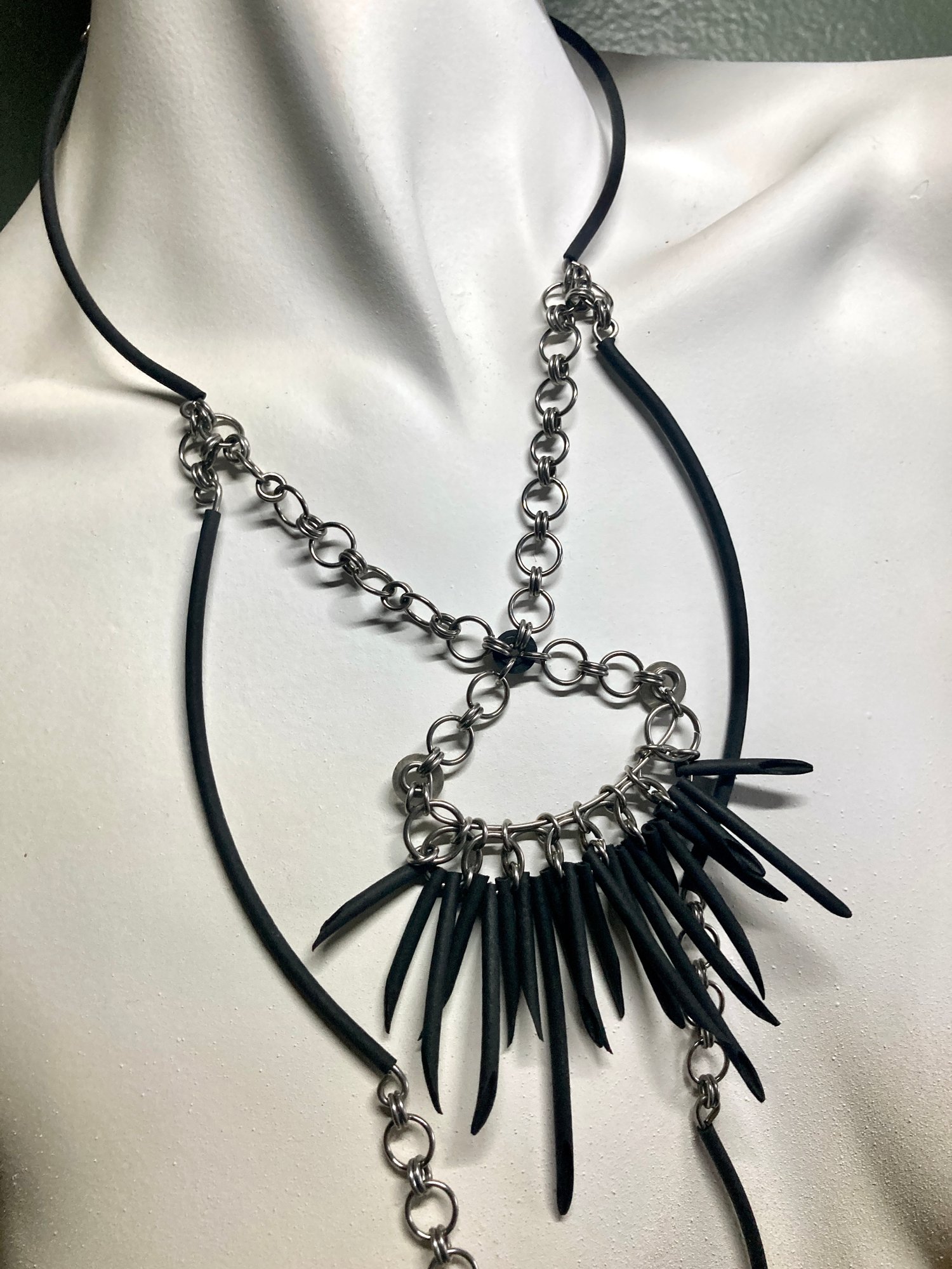 Image of OOAK - Black Urchin Extra Long 2-Tier Necklace