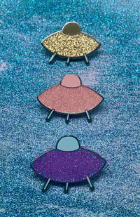 Image 7 of (Esther Pearl Watson) Glitter Saucer Pin (Pink)