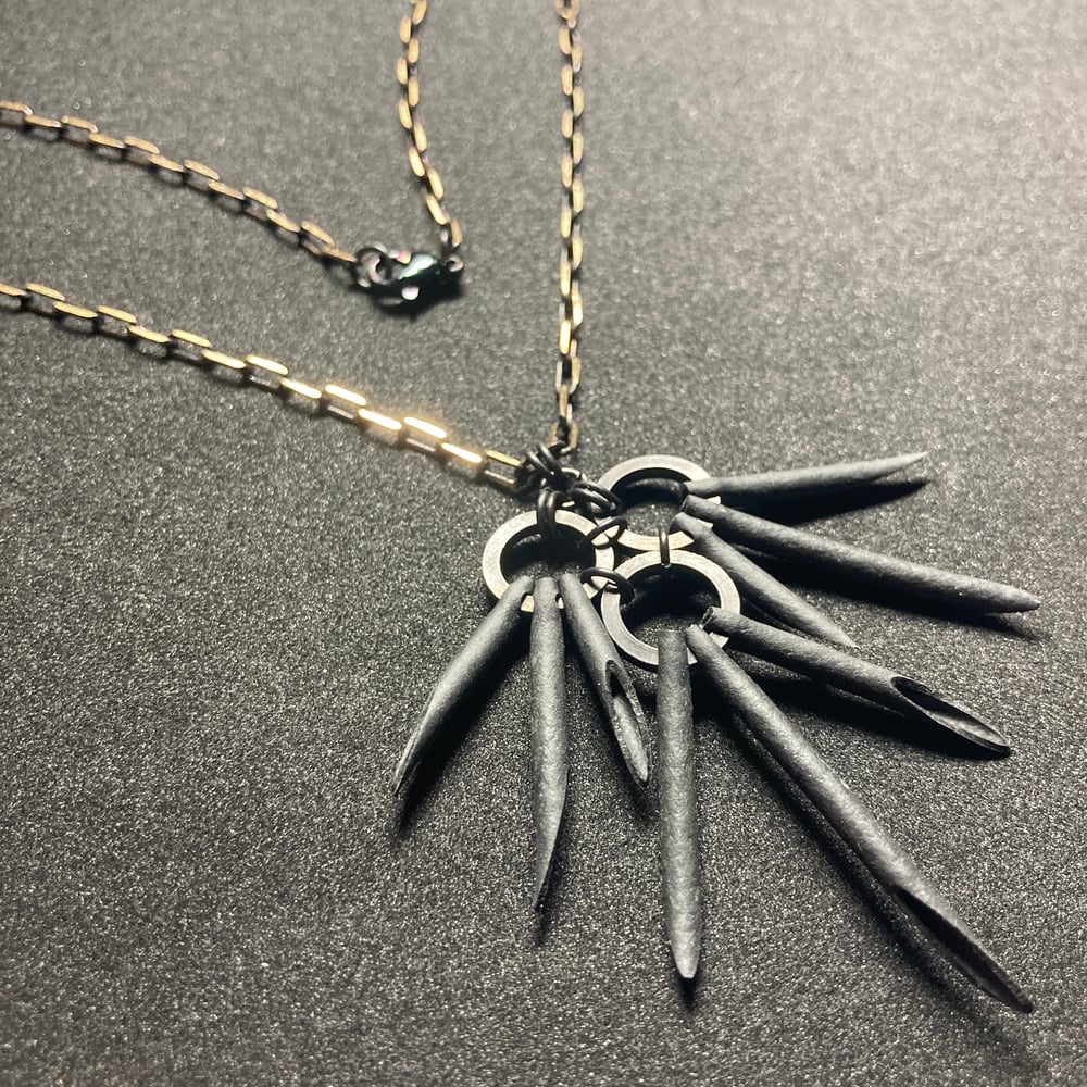 Image of Black Urchin Small Pendant #2 with Black & Brass Chain