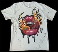 Image 1 of “BURN IT DOWN” HAND PAINTED T-SHIRT XL