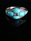 VICTORIAN 18CT YELLOW GOLD TURQUOISE AND DIAMOND ORNATE RING