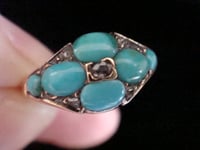 Image 2 of VICTORIAN 18CT YELLOW GOLD TURQUOISE AND DIAMOND ORNATE RING