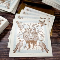 5 of Tiger Letterpress Postcards + Silkscreened Envelopes 