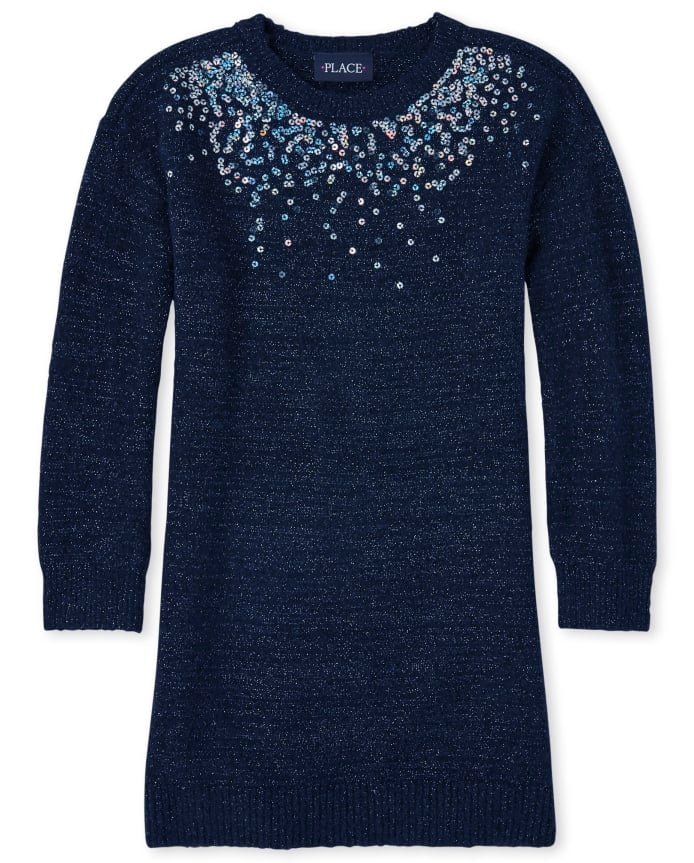 Image of The Children's Place Navy Holiday Sweater Dress