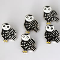 Ancient Owl Pin - Black and White