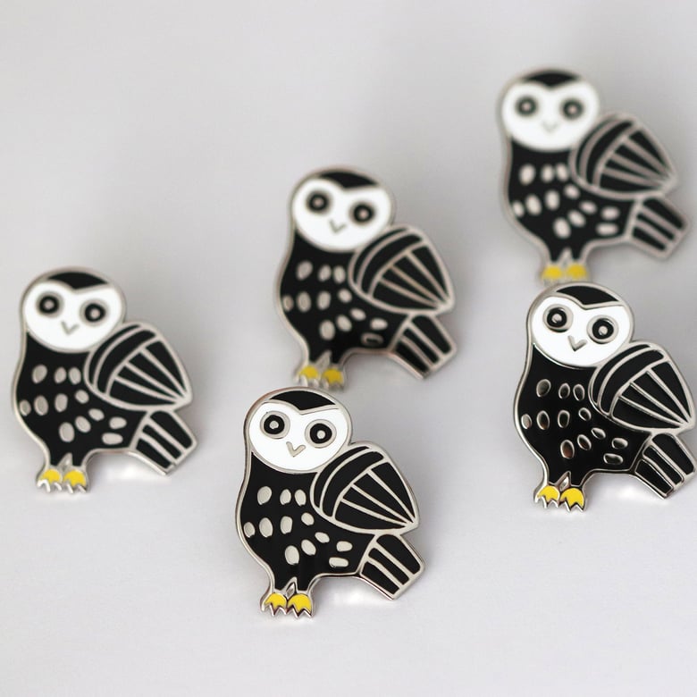 Image of Ancient Owl Pin - Black and White