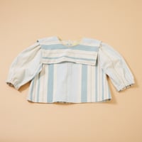 Image 1 of Clown Blouse Blue Stripe Rainbow Buttons
