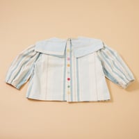 Image 2 of Clown Blouse Blue Stripe Rainbow Buttons