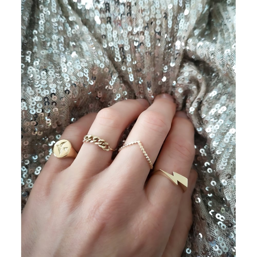 Silver Bowie 'Flash' Signet Womens Ring