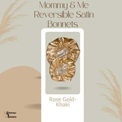 Image of Mommy & Me Satin Bonnets Rose Gold-Khaki 