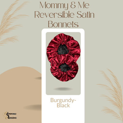 Image of Mommy & Me Satin Bonnets Burgundy-Black 
