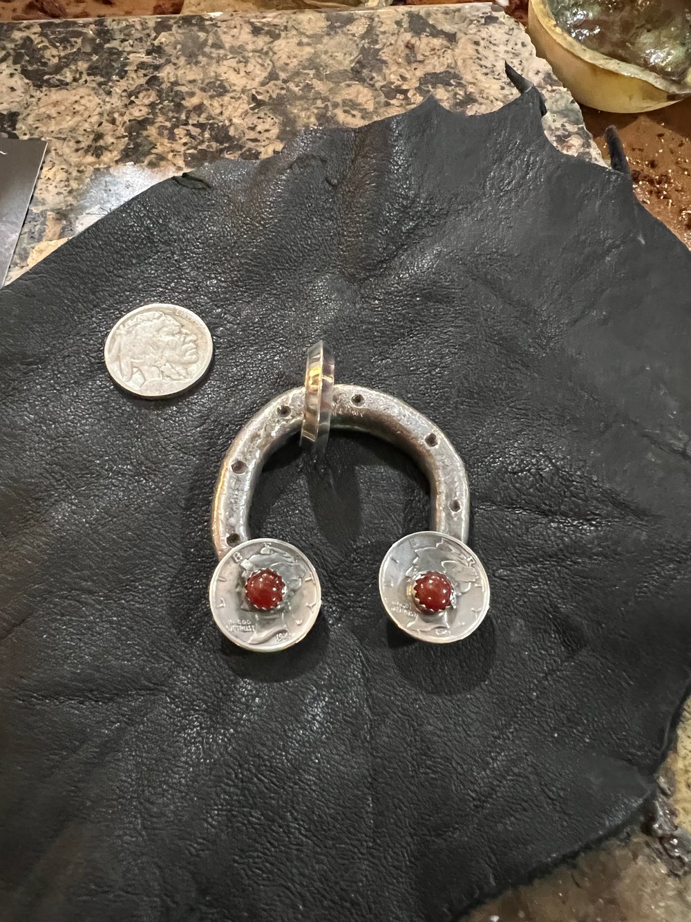 Wood Cast Naja with Carnelian
