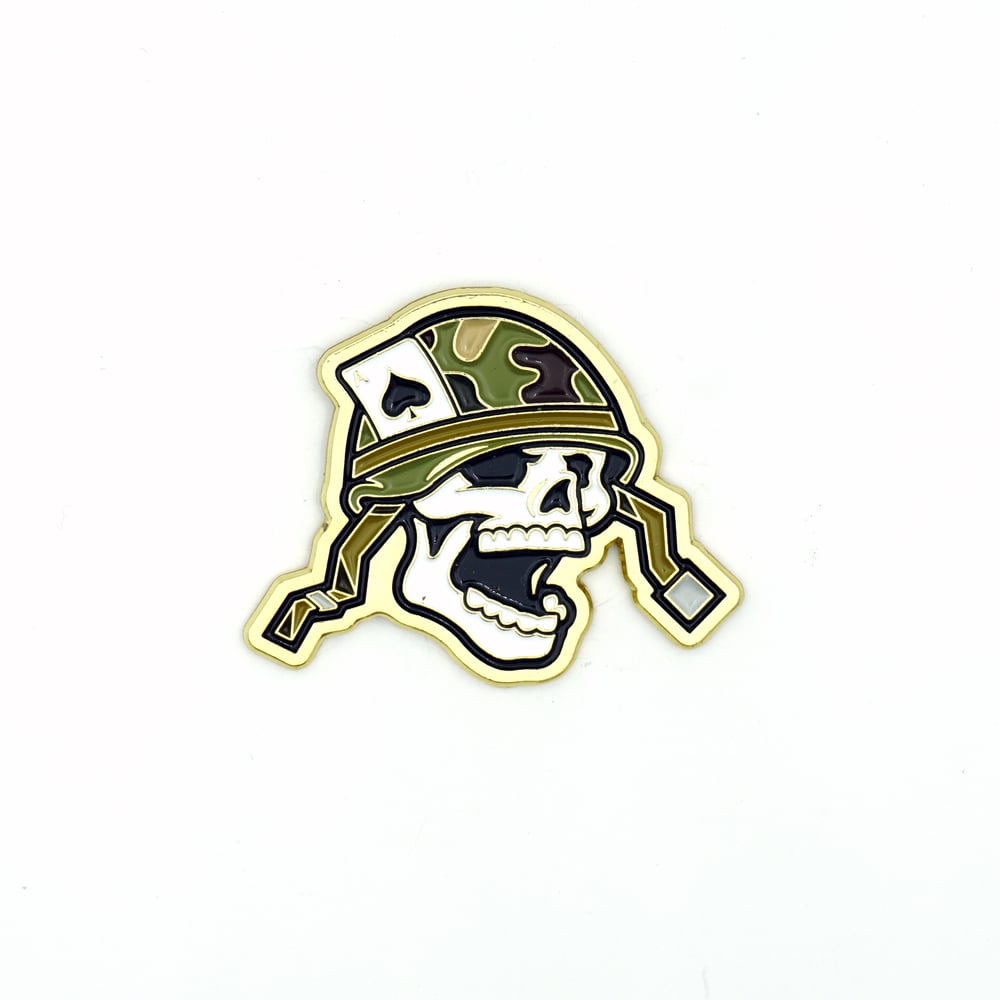 Aces High Gold enamel pin