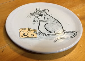 Image of Rat Rates Cheese -Cartoon plate