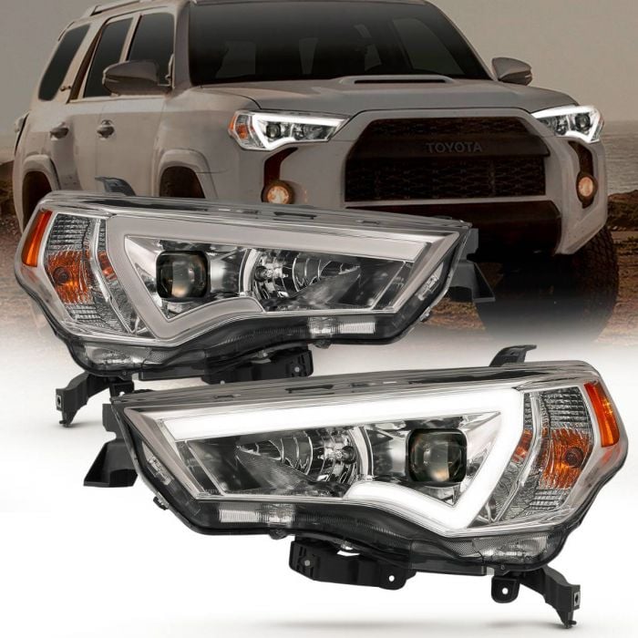Image of ANZO PROJECTOR LIGHT BAR STYLE HEADLIGHTS CHROME CLEAR AMBER