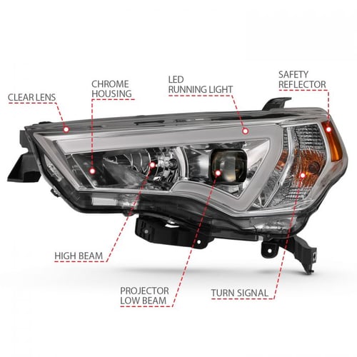 Image of ANZO PROJECTOR LIGHT BAR STYLE HEADLIGHTS CHROME CLEAR AMBER