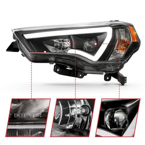 Image of ANZO PROJECTOR LIGHT BAR STYLE HEADLIGHTS BLACK CLEAR AMBER
