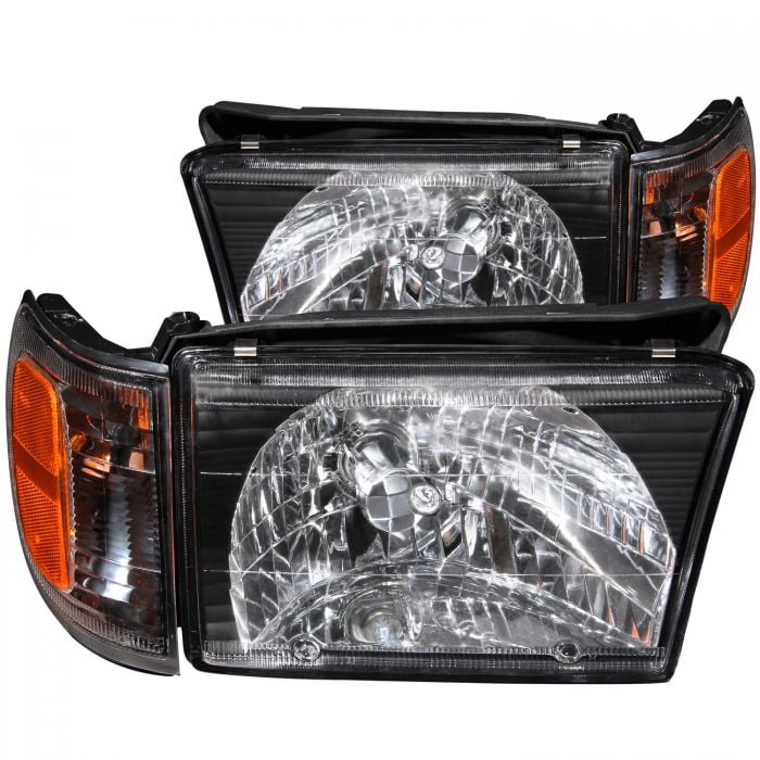 Image of ANZO CRYSTAL HEADLIGHTS BLACK w/ CORNER LIGHT 2PC