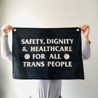Image 2 of Safety, Dignity and Healthcare for all trans people wall hanging