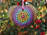 Image 1 of Rainbow mandala slate heart