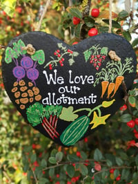 Image 1 of Fruit and veg slate heart