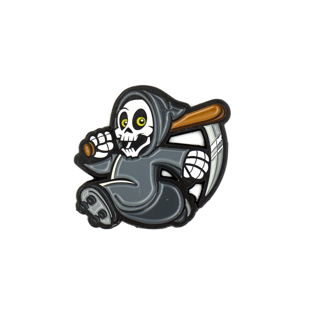 Running Reaper enamel pin