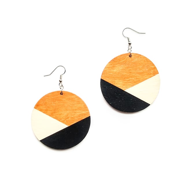  Umbra Colorblock Wood Statement Earrings