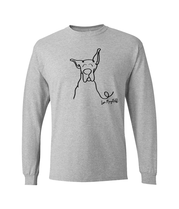 Long Seeve Great Dane Doodle Sketch Cropped Great Dane