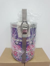 Image 2 of 3 tier tiffin carrier- Purple batik