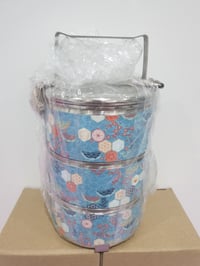 Image 1 of 3 tier tiffin carrier- Geometric design