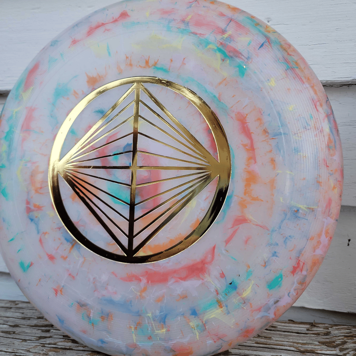Image of Recycled Plastic Catch Frisbee - Gold Diamond