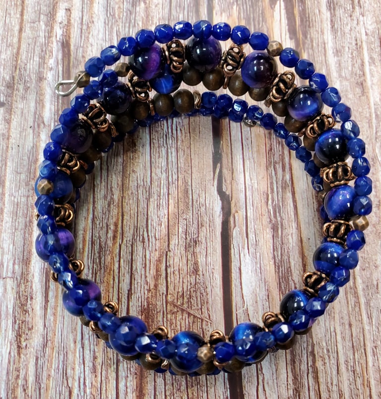 Blue Tiger's Eye Wrap Bracelet Image 4