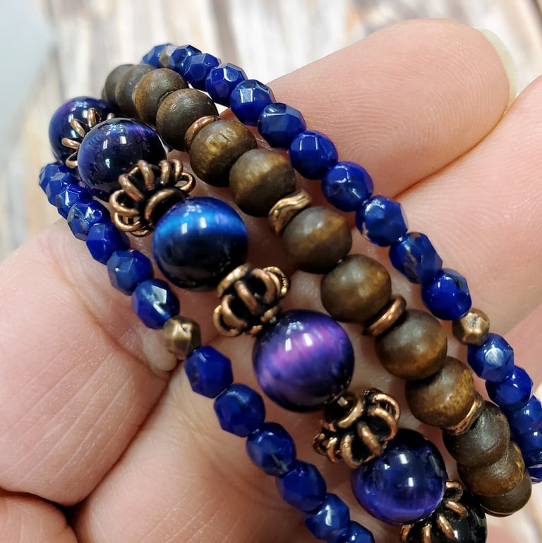 Blue Tiger's Eye Wrap Bracelet  Image 2