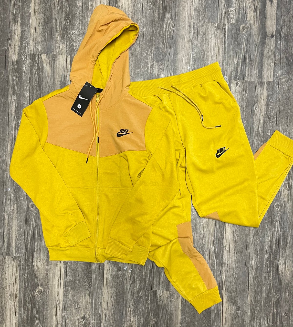 Men’s Double Gold Zip Up Hoodie Sweatpants Set