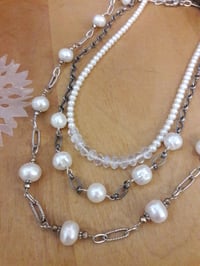 Image 5 of Jumbo Pearl and gold Pyrite necklace 4LR