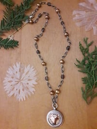 Image 1 of Taupe Pearls and two-tone Fob 5FH