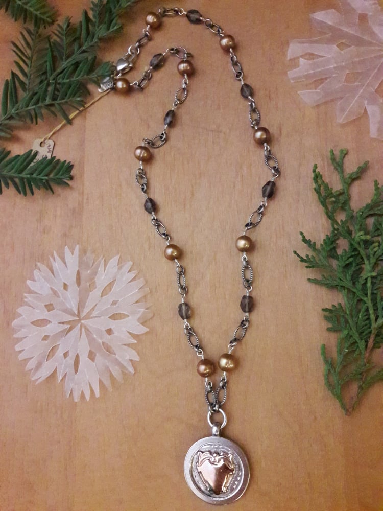 Image of Taupe Pearls and two-tone Fob 5FH