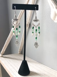 Green Aventurine Hamsa Earrings