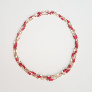 Red Coral & Pearl Necklace 